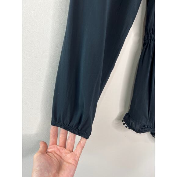 Victoria's Secret Body Black Long Sleeve Pompom Trim Tassel Romper XS X-Small - Picture 4 of 4